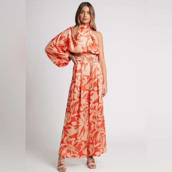 SHEIKE Cuban Nights Satin Print One Shoulder Long Sleeve Blouse Top NWT - Picture 9 of 10